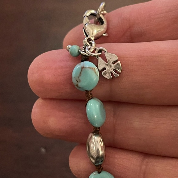 Lucky Brand howlite turquoise silver tone spacer bead necklace - Picture 5 of 6